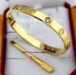 Perfect Replica Cartier Love Bracelet Gold Bracelet With 4 Diamonds (Genuine 11 Replica)